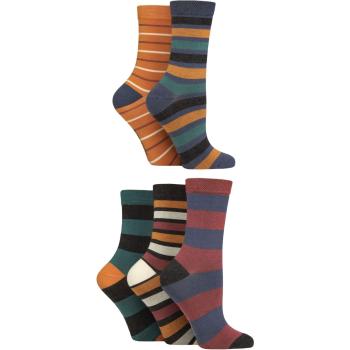 Orange Ember Bamboo Socks – 5‑Pair Women’s Collection (Plain/Patterned/Striped) – Size 4‑8