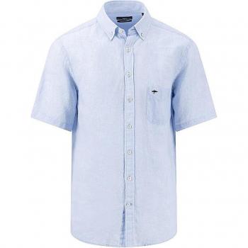 FYNCH HATTON Leinen Kurzarmhemd Casual Fit hellblau Größe M