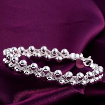 Bracelet à perles tressées en argent 925 pour Noël