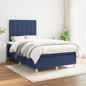 Estructura de cama de muelles con colchón azul 120x200 cm en tela