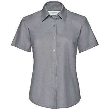 Russell Athletic Damen Kurzarm-Oxfordhemd Pflegeleicht Grau 5XL