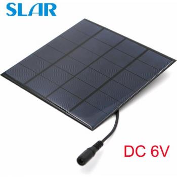 6V Portable Mono Solar Panel with DC 5.5*2.1 Connector for 3.7V 18650 Battery, Laminated Design (2/3/4.5/6/10W)