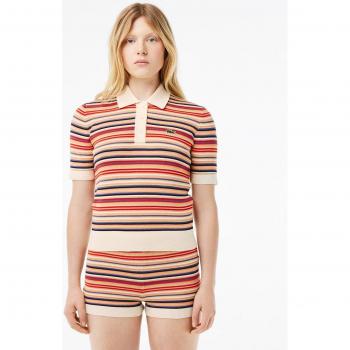 Polo Lacoste jacquard rayas manga corta mujer