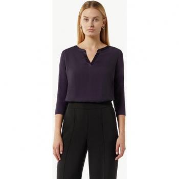 Blusen-Tops Viskose-Elasthan-Mix, 3/4-Arm, Aubergine, EU 38