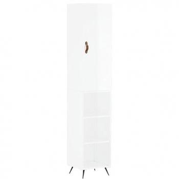 Glossy White Highboard 34.5x34x180 cm Engineered Wood vidaXL