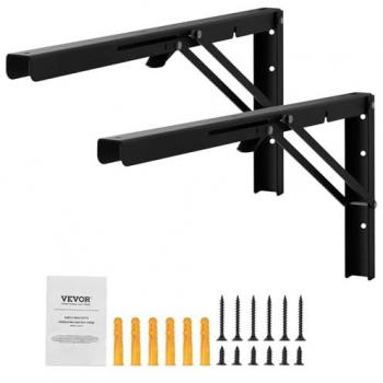 Équerre en acier noir mat 613 mm – 6 pièces – Charge 136,1 kg – Étagères L – Épaisseur 2 mm