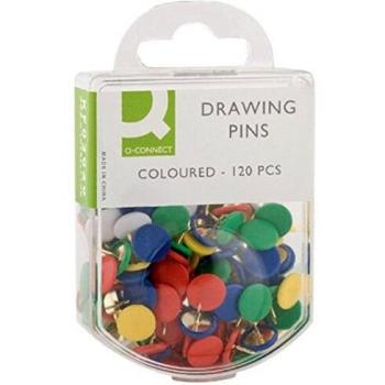 Q Connect Drawing Pins Coloured Pk120 KF02020Q