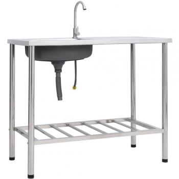 Lavabo de camping avec robinet en acier inoxydable