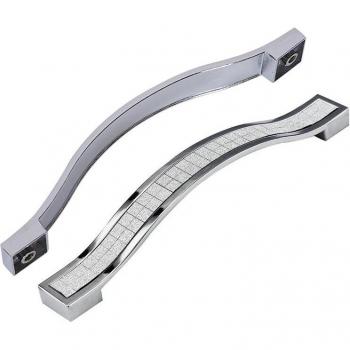 Crystal Silver Cabinet Handle Set