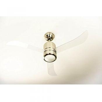 Ventilateur de plafond Loft 112 cm, nickel satiné, pâles transparentes, télécommande incluse