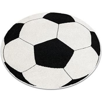 Tappeto rotondo piłka calcio nero-bianco 100 cm