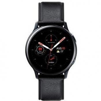 Samsung Galaxy Watch Active 2 – 44 mm, Edelstahl‑Rahmen, LTE, Schwarz, Lederarmband
