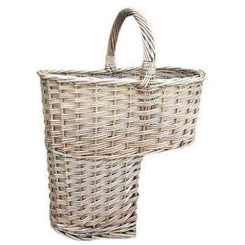 Retro Grey Wash‑Finished Wicker Stair Baskets