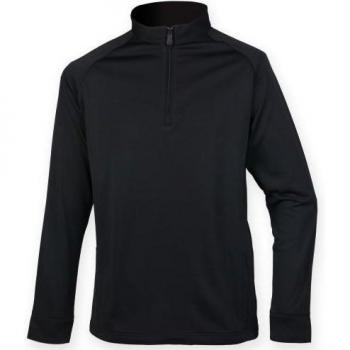 Henbury XL Quarter Zip Long Sleeve Top in Dark Blue