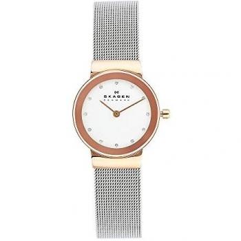Skagen Reloj de Mujer con Esfera Blanca y Correa de Acero 358SRSC