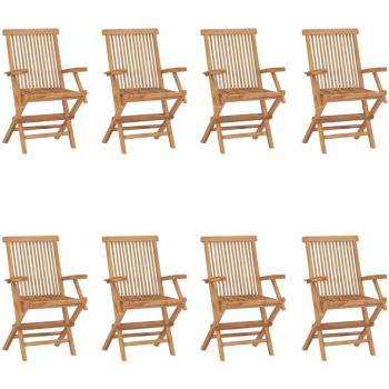 VidaXL Teak Wood Folding Garden Chairs 8 pcs