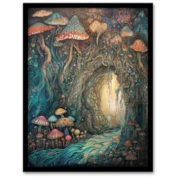 Luminous Grotto: Modern Fantasy Landscape Art Print