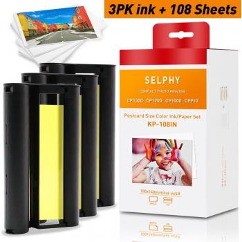 InkExpress – Paquete Todo en Uno: Papel + Tinta para Selphy CP1200/CP1300