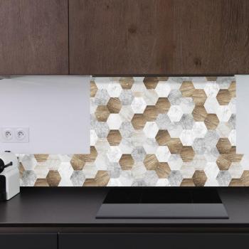 Crédence cuisine Fond de hotte Aluminium Motif Hexagonal L 60xH 70cm Ep.3 mm