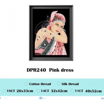 Blue Dress Lady Cross Stitch DIY Kit