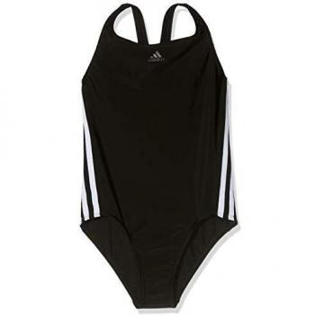 Adidas Mädchen Athly Badeanzug, 3-Streifen, Schwarz/Weiß, 10 Jahre