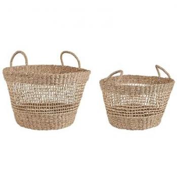Arowana Handwoven Seagrass Baskets Set of 2 with Handles