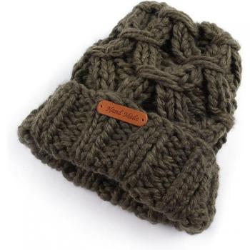Girls' Hand Knitted Messy Bun Beanie with Skull
