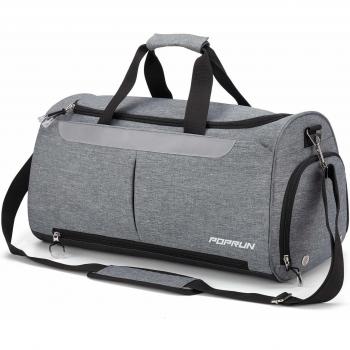 POPRUN Gym Bag mit Schuhfach und Nassfach, Reisetasche für Herren, wasserdicht