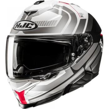 HJC i71 Vision Helm, Grau-Weiß-Rot, XS 54/55 – Männer
