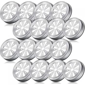 16Pcs Regular Mouth Canning Jar Lids with Straw Hole