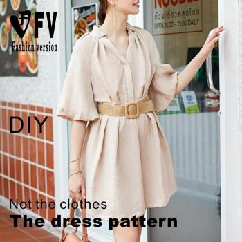 Vestido con cuello en V, diseño de costura BLQ-542 para mujer