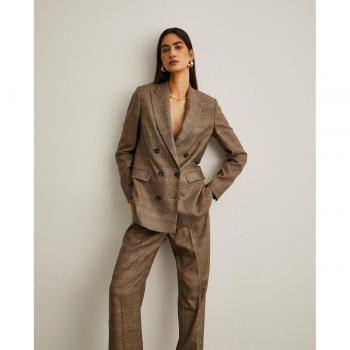 Chic Blazer León de los Patios en Cuadrado Marrón Suave