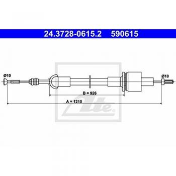 Cable de embrague ATE 24.3728-0615.2 para Ford