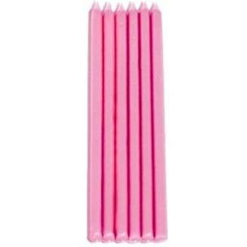 CANDELE MEZZO STELO ROSA CON SUPPORTO CONF. 12 PEZZI