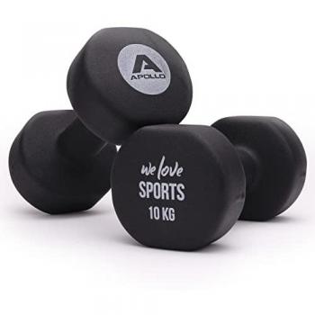 Haltères en Acier Apollo 10KG – Revêtement caoutchouc pour un meilleur grip