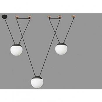 Faro Mine 3 Light Ceiling Pendant Wood, Dark Grey, E27