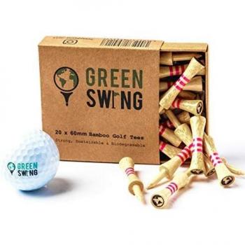 SustainSwing Bamboo Golf Tees 60mm – 20 Count, Strong & Biodegradable