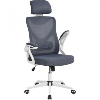 Chaise de bureau premium à mémoire de forme, support lombaire et accoudoirs pivotants – 136 kg, blanc/gris