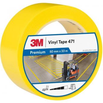 Marquage au sol 3M 471 ® – support vinyle, adhésif caoutchouc, 0,14 mm, rouleaux de 50 mm