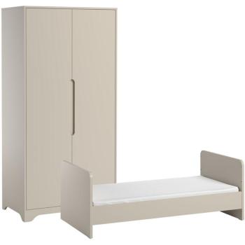 Vox Ova: Lit évolutif 70x140 + armoire 2 portes, couleur beige