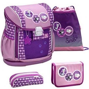 Belmil Ergonomischer Ranzen Set 4-teilig Pferde Design Lila