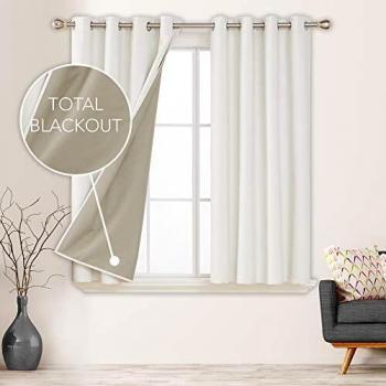 Deconovo Lot de 2 Rideaux Blanc 117x138cm Effet Lin Occultant