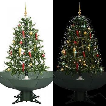 140 cm Snowy Christmas Tree with Umbrella Base in Green
