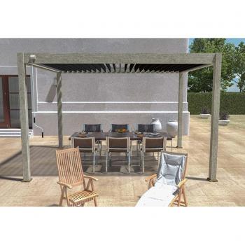 Pergola 3x4m Ombréa Autoportante Woodlook Antracite con Ventile 1m
