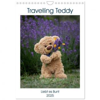 Travelling Teddy liebt es Bunt (Wandkalender 2025 DIN A4 hoch) CALVENDO Monatskalender
