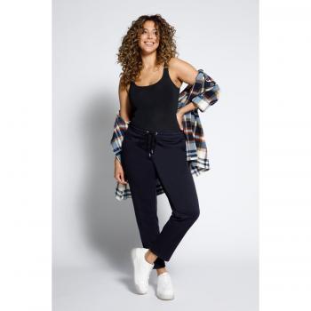 Pantaloni jersey blu con cintura elastica, Donna, Taglia 56