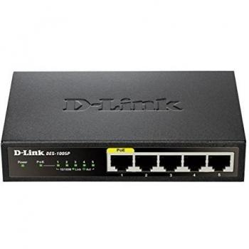 Switch D-Link 5 Puertos DES‑1005P Negro