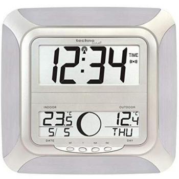 Technoline WS 8118 Orologio da Parete Radio, Argento, 25.5x3.1x24.3 cm