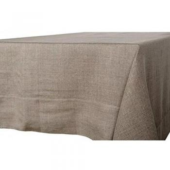 Mantel de lino gris con diseño estampado y bordes anchos, 100% lino, 175cm x 300cm