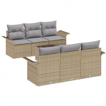 Juego de muebles de jardín 7 piezas ratán polietileno